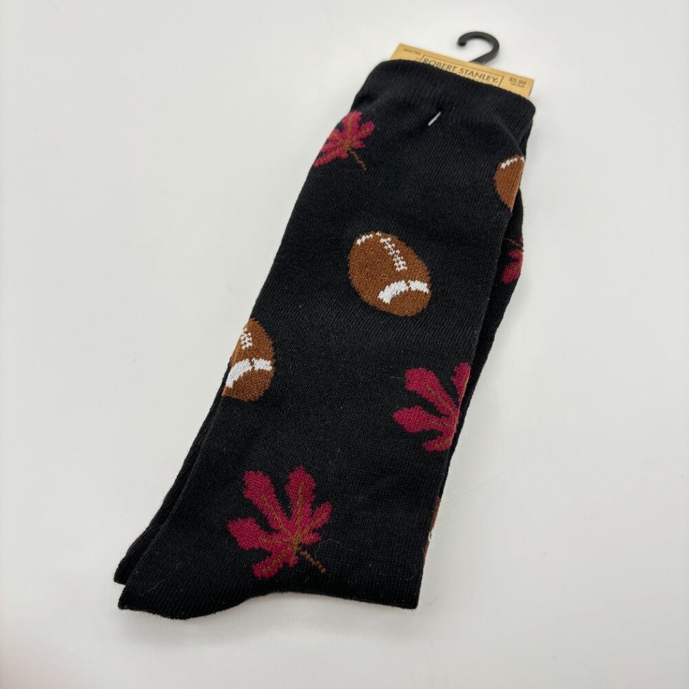 🆓FREE ITEM 🆓: Robert Stanley Fall Football Leaves Men's Socks Shoe Size 9-13